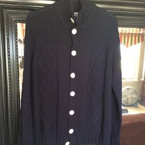 LACOSTE CASHMERE/WOOL/RABBIT MOCK NECK CARDIGAN